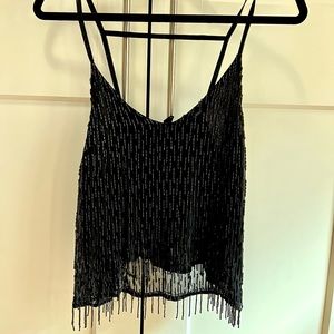 Beaded black tank top